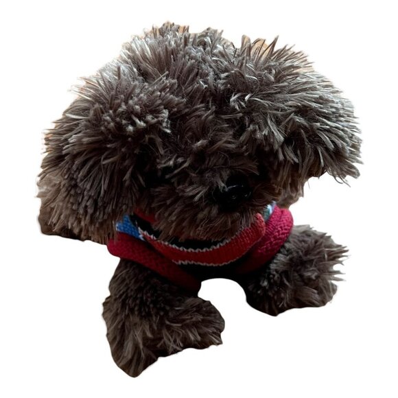 The Children's Place Dog Plush Fuzzy Puppy Striped Sweater‎ Brown Stuffed Animal - Picture 1 of 6